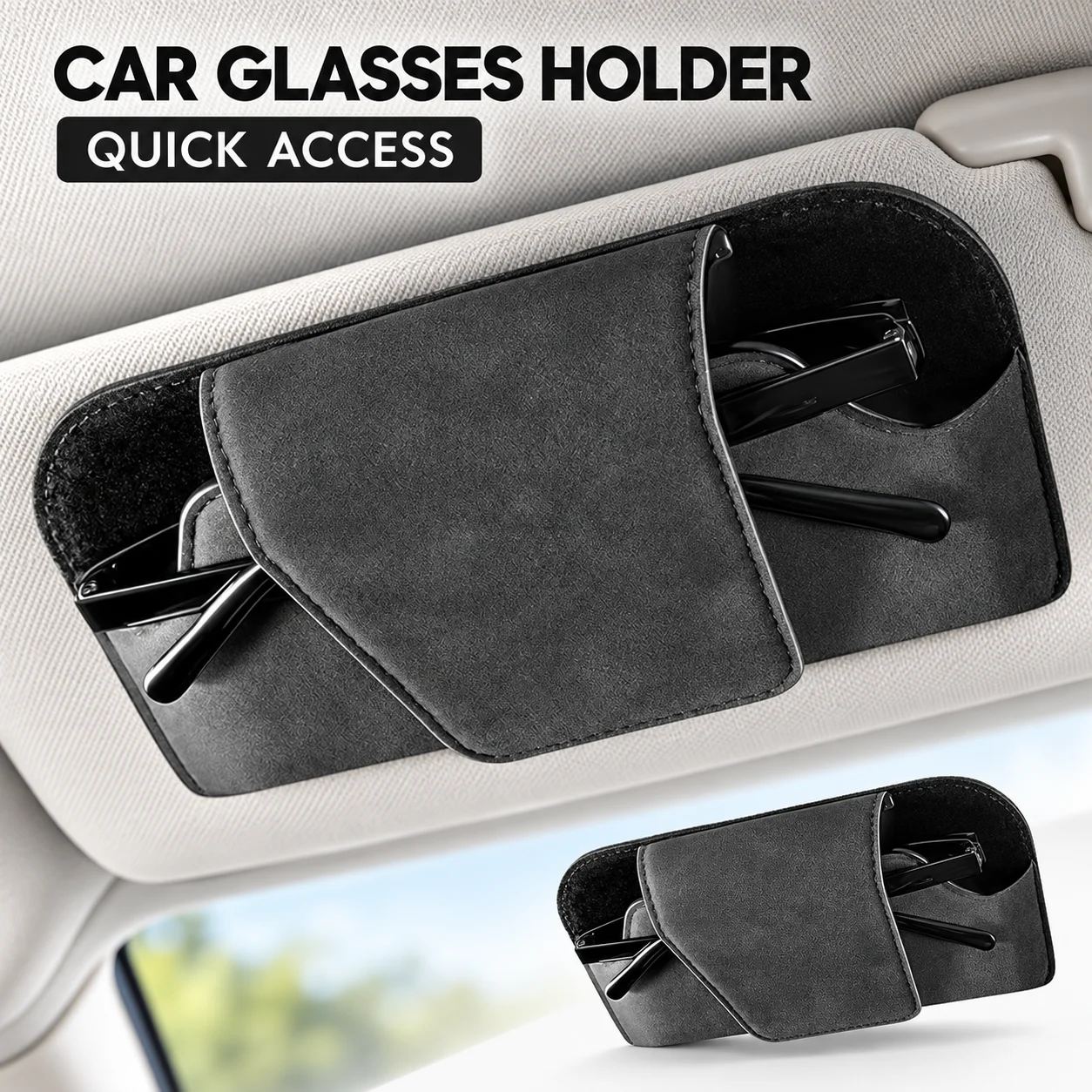 Car Glasses Case Auto Sun Visor Premium Suede Glasses Holder Wear-Resistant Sunglasses Protective Box Universal Cars Accessories