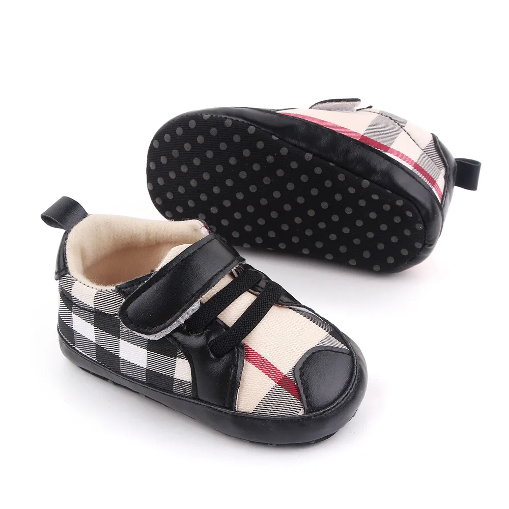 Spring and Autumn Baby Fashion Plaid Color Matching Soft Soles Comfortable Walking Shoes for Boys and Girls