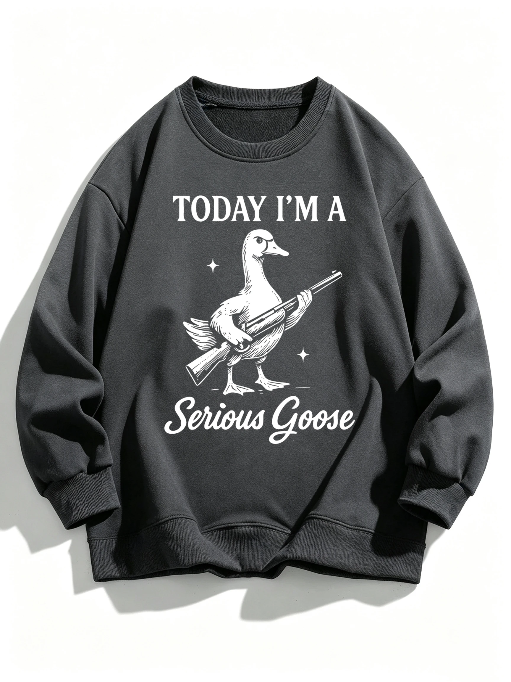 Aujourd'hui, je suis une oie sérieuse - Sweat-shirts pour hommes à col rond, printemps-automne, en polaire chaude, sans capuche, vêtements de sport tendance.