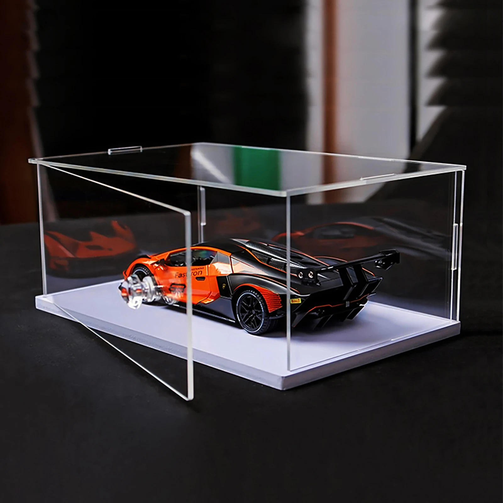 

Clear Acrylic Display Case with Door for Vehicle Model,Dustproof Showcase,Countertop Box for Cars,Toys,Collectibles,Firgures