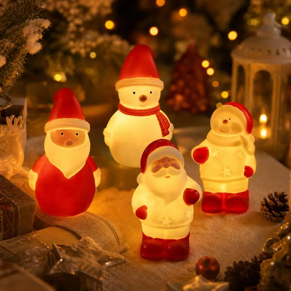 Light Up Santa Claus Night Light Christmas Ornament Shatterproof Vinyl Santa Figurine Lamp Battery Operated Warm Glowing view 3