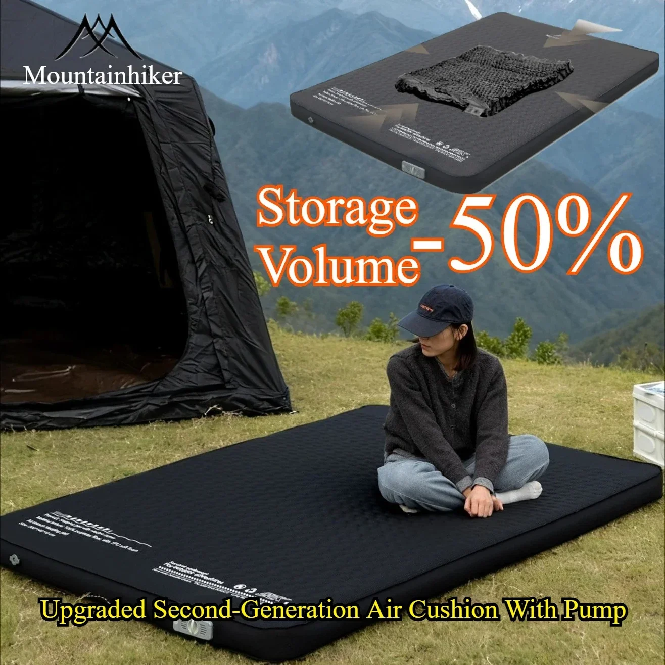 Thickened Sponge Pad, Portable Outdoor Mattress, with Integrated Air Pump for Inflation and Deflation, Self-inflating Mattress