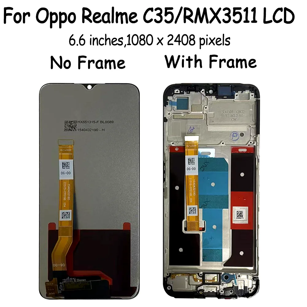 Ensemble écran tactile LCD de remplacement, 6.6 pouces, haute qualité, pour OPPO Realme C35 RMX3511