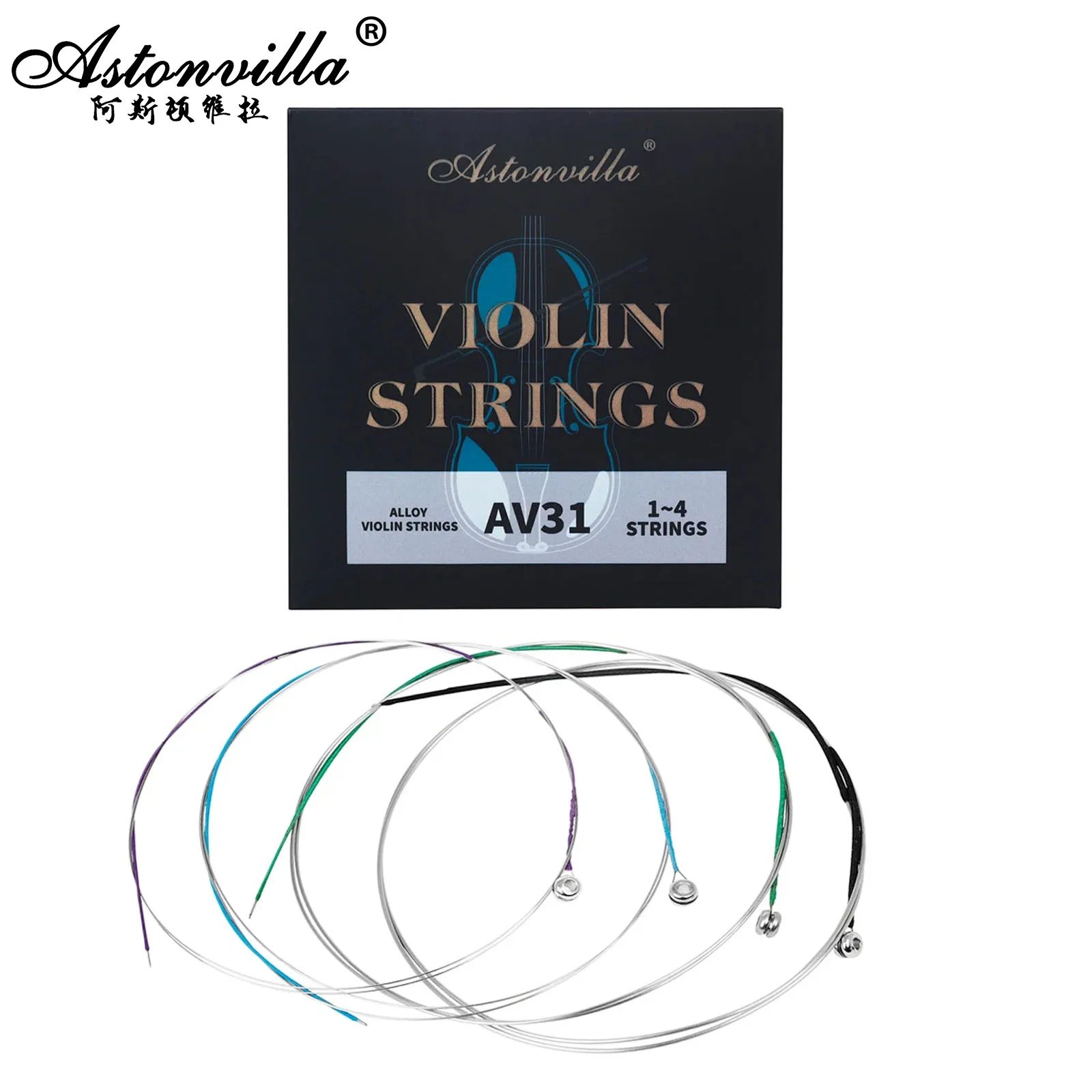 Astonvilla 4/4 3/4 1/2 1/4 Violin Strings Wound Silver Steel Violin String Stringed Instrument Accessories