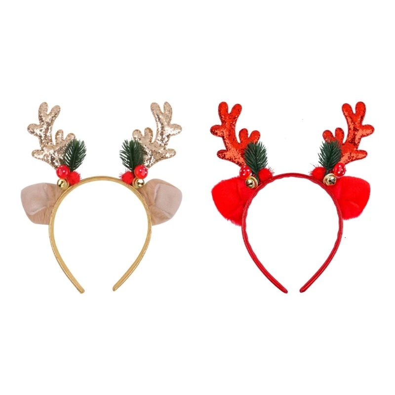 

Portable Reindeer Antlers Headgears Christmas Themed Headbands for Holiday Fun