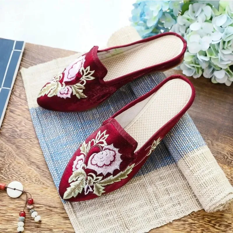 

Chinese Style Summer Harajuku Slippers Women Shoes for Women Fashion Casual Vintage Embroidery Ethnic Style Streetwear