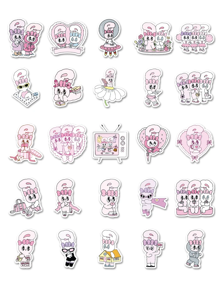 50 قطعة من ملصقات أليس الأرنب اللطيفة الكرتونية اللطيفة المقاومة للماء للتزلج على الجليد ملصق منزلي عتيق #6