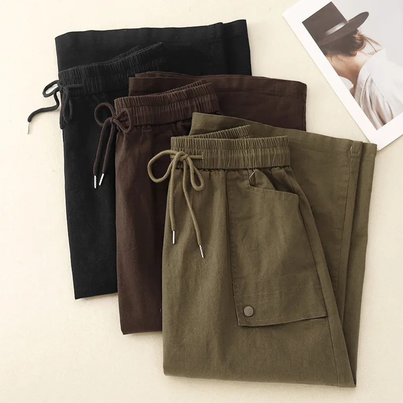 

Fashion Korean 2025 New Skirts Women Spring Summer Large Pocket Midi Elegant High Waist Casual Elastic Wild Ladies Skirts