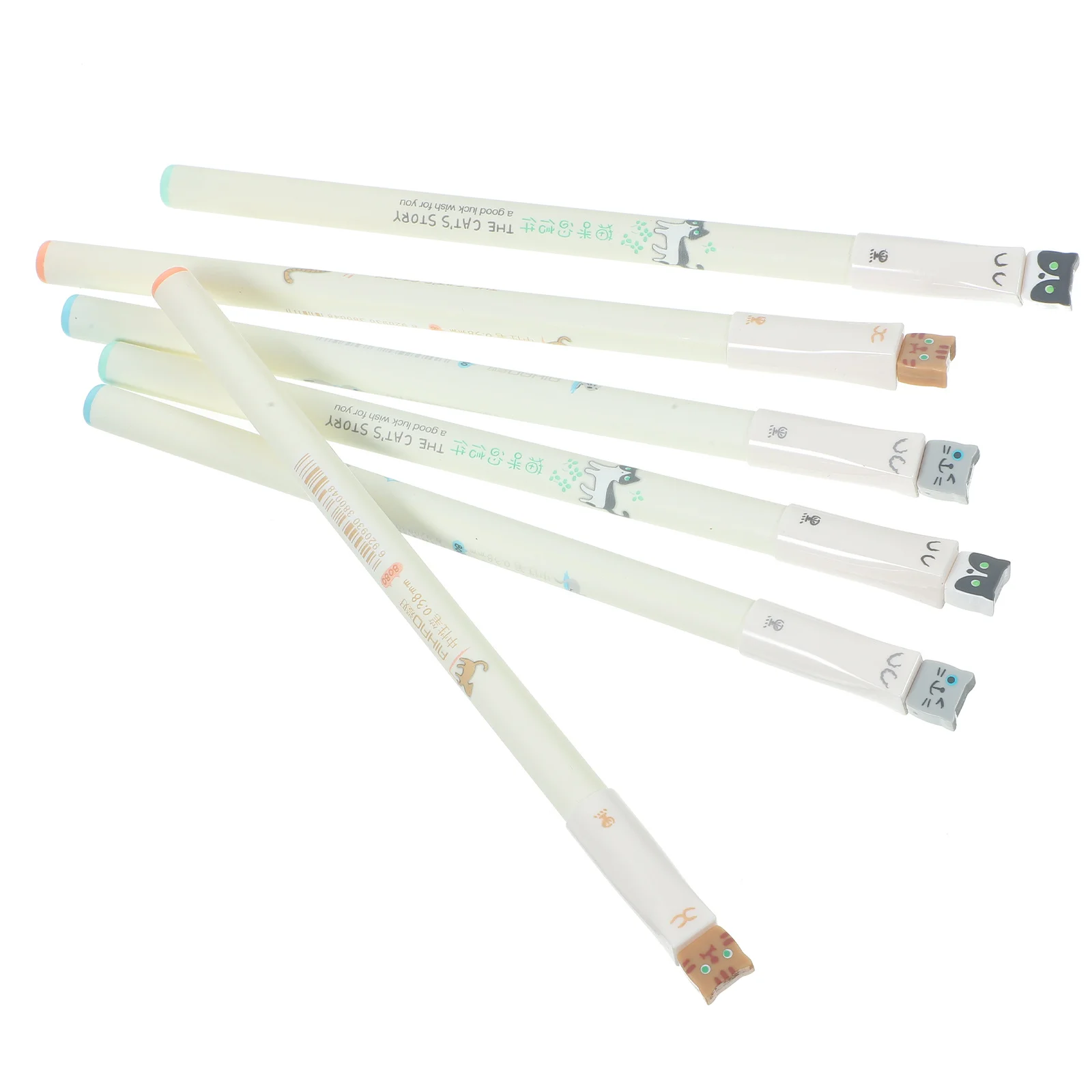 

6 шт., ручки для кошек, черная ручка, милые письменные принадлежности для школьников, офисов, ручки Kawaii Cat для письма, ручка Kawaii