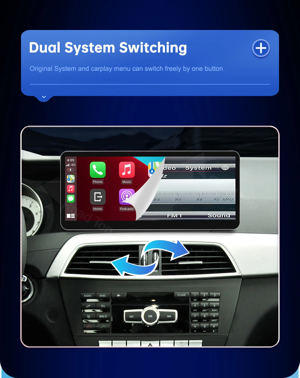 12,3 Zoll Road Top Touch Display Multimedia-Player für Mercedes Benz C-Klasse W204 2011-2012 NTG4.5 GPS Carplay Bildschirm – Detail 9