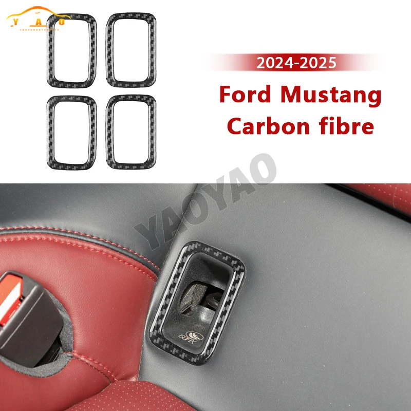 

Carbon Fiber For Ford Mustang GT 2024 2025 Car Rear Child Seat Buckle Frame Decoration Sticker Car Accessories