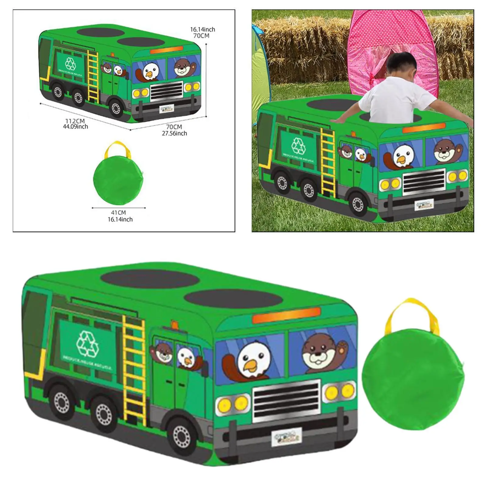 Garbage Truck Play Tent Toy Fun for Indoor Outdoor Use Boys Girls Ages 3+