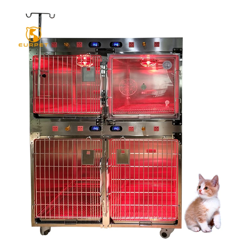 EUR PET Best Sale Veterinary Instrument Icu Stainless Steel Veterinary Cages  Cage For Dog Cat  Clinic