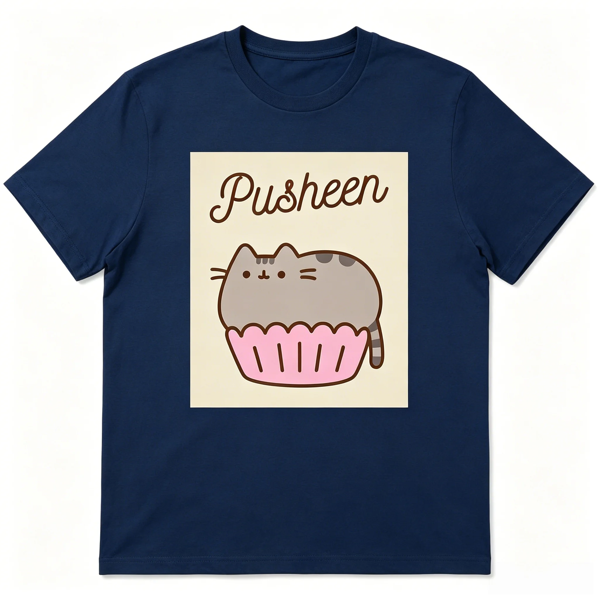 Pusheen Katze Reines Baumwoll-T-Shirt mit Katzenmuster Bedruckte Kleidung 2026 Sommer Übergroße Herren- und Damen-Streetwear Y2k-Stil – Detail 7