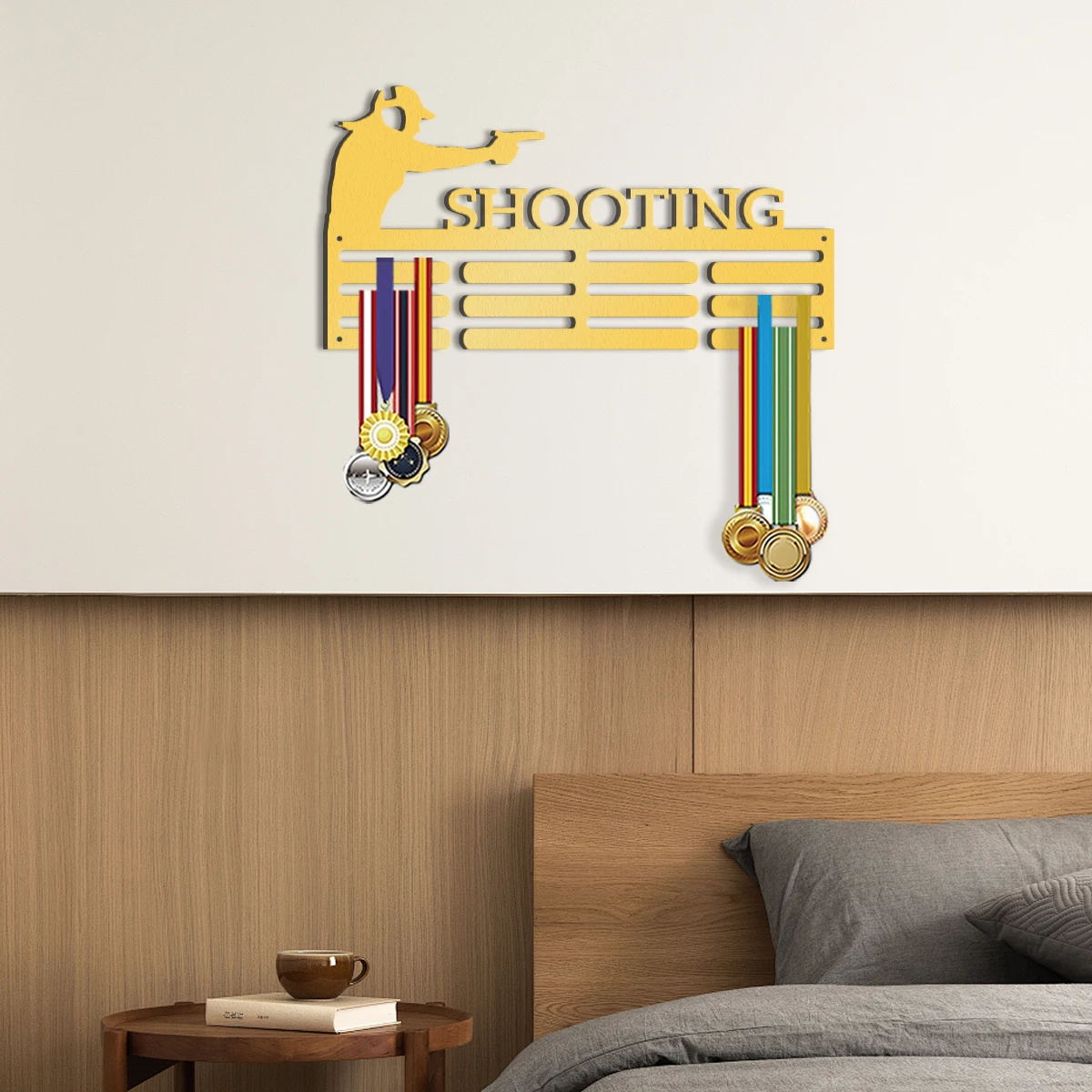 Individualized Design Customization Shooting Competition Medal Display Rack Wall Mounted Metal Medal Storage Rack Sports Pattern view 4