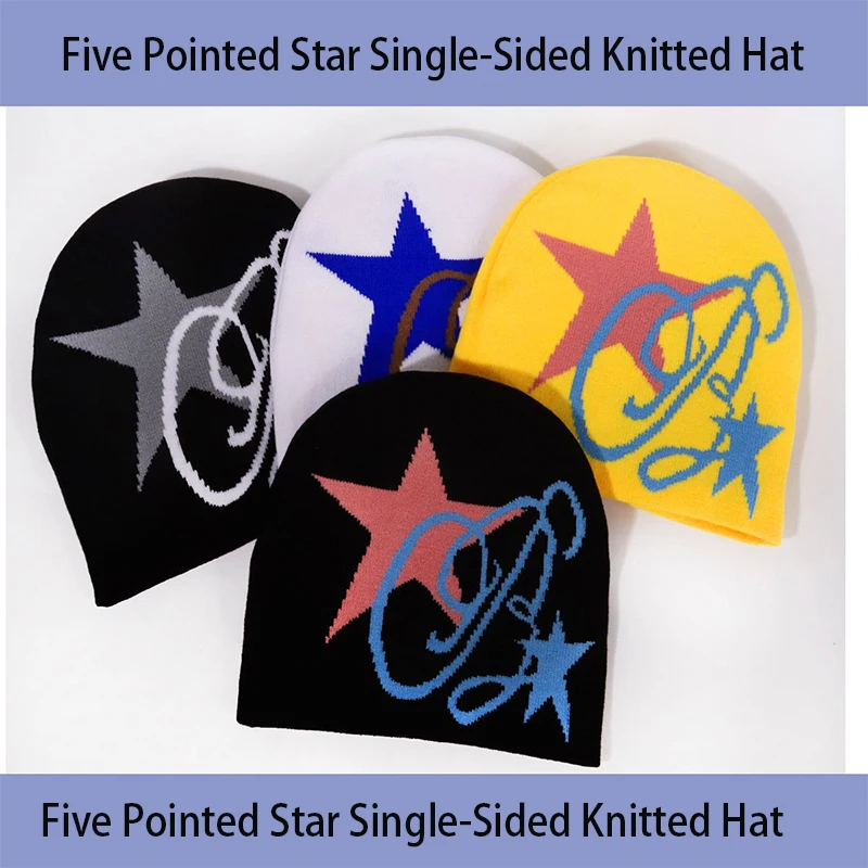 Five Pointed Star Pattern Knitted Hat Men's Women's Hip-hop Street Hat Women's Beanie Hat Autumn Winter Fashion Hat Luxurious