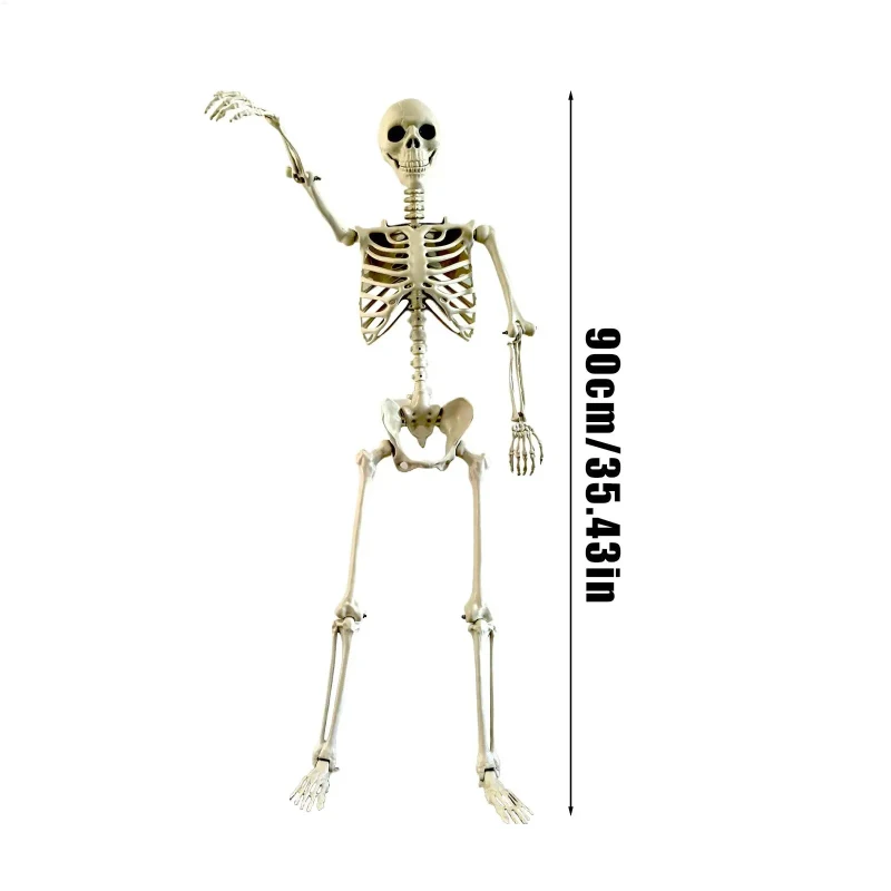 Halloween realistische Körperknochen lebensgroßes menschliches Skelett mit beweglichen Gelenken Simulation Schädel Ornament Spukhaus Horror Requisiten