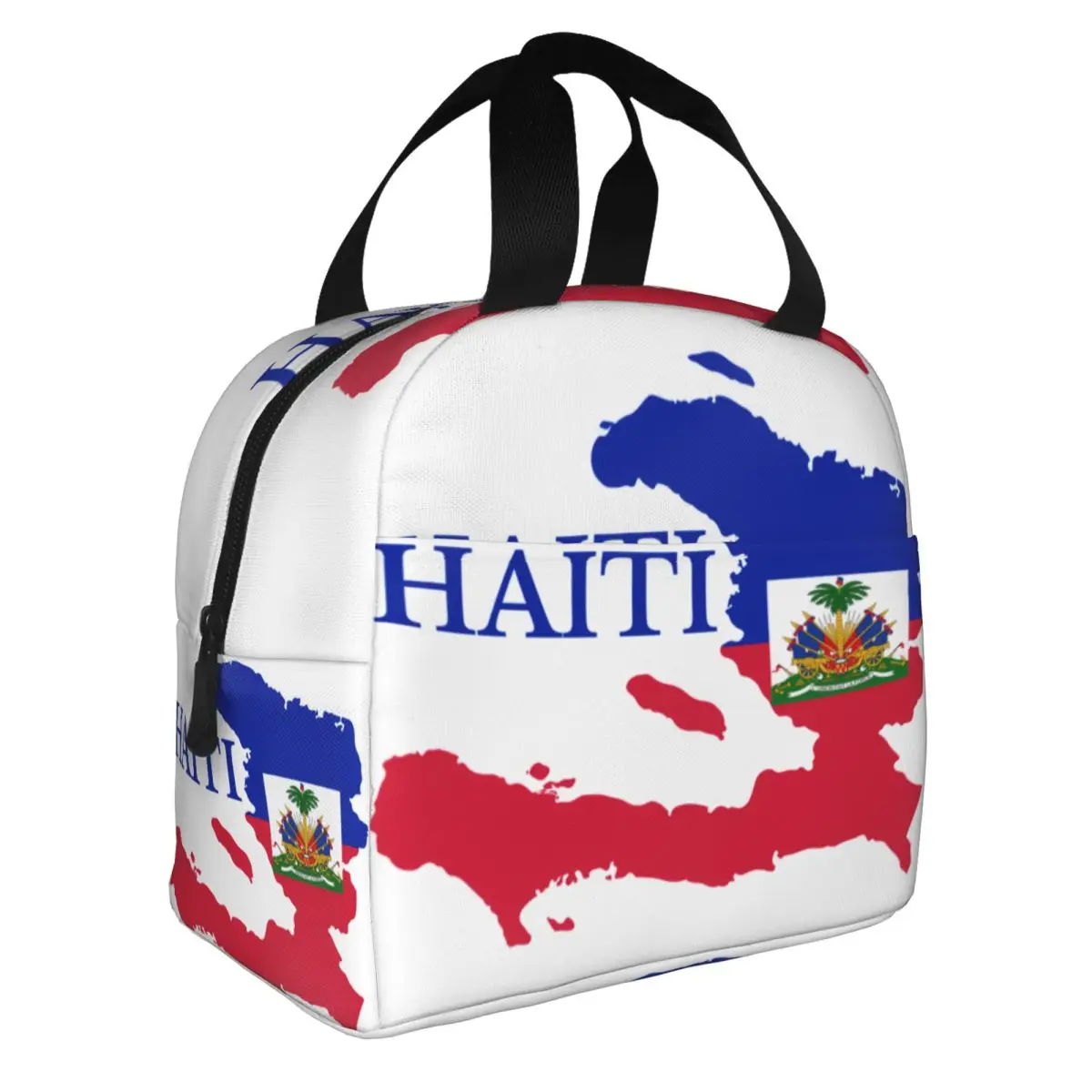 Haiti Map Flag Resuable Lunch Boxes for Women Leakproof Thermal Cooler Food Insulated Lunch Bag For Travel Work