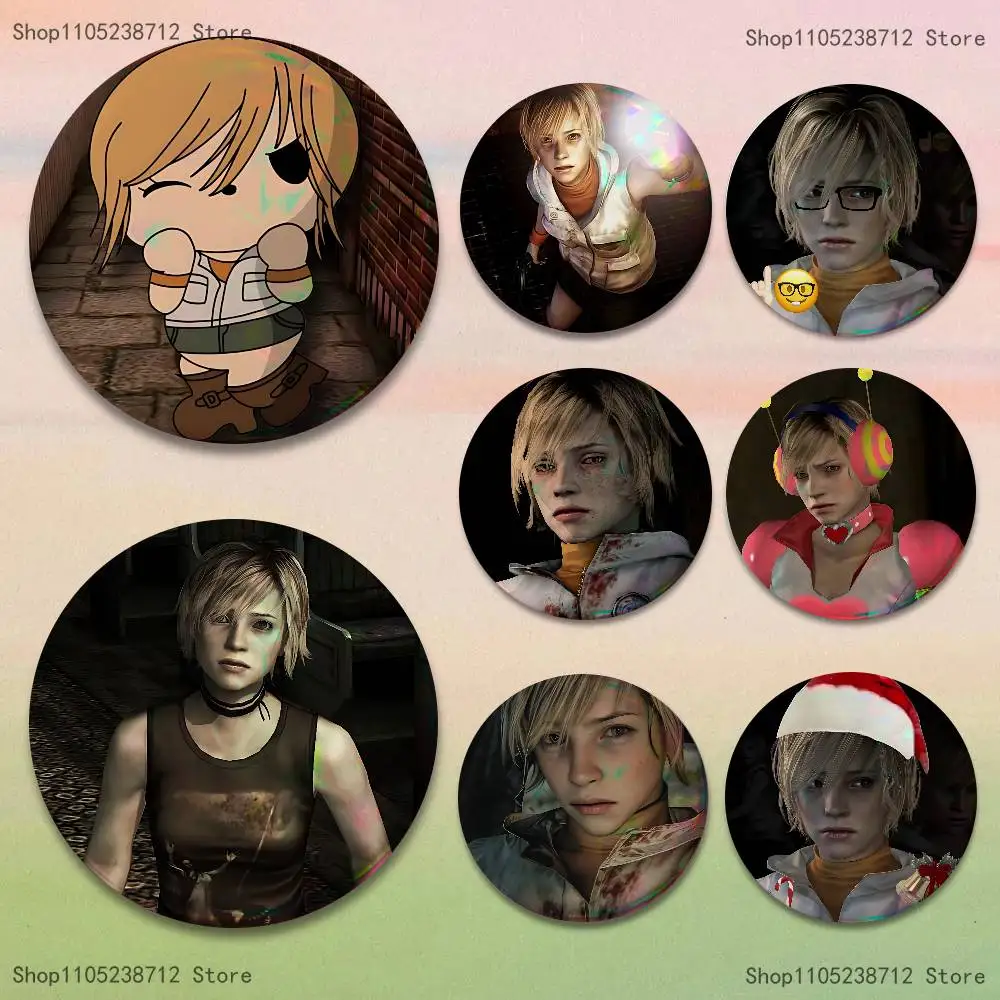 S-Silent Hill 3 Heather Mason Button Pin Bright Printed Icon Gift For Friends Badge Collar Brooch Lapel Pin Metal