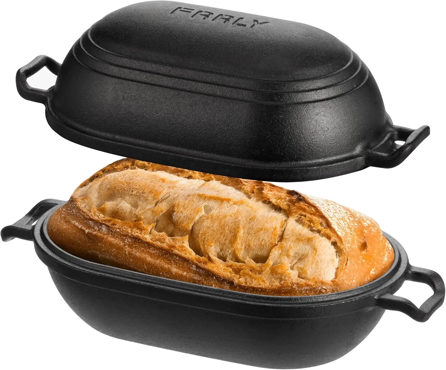 

Cast Iron Loaf Pan with Lid-Bread Baking Pan for Sourdough,Pre-Seasoned Oval Dutch Oven, 9 x 5-4/5 Inch Loaf Pans for Homemade,H