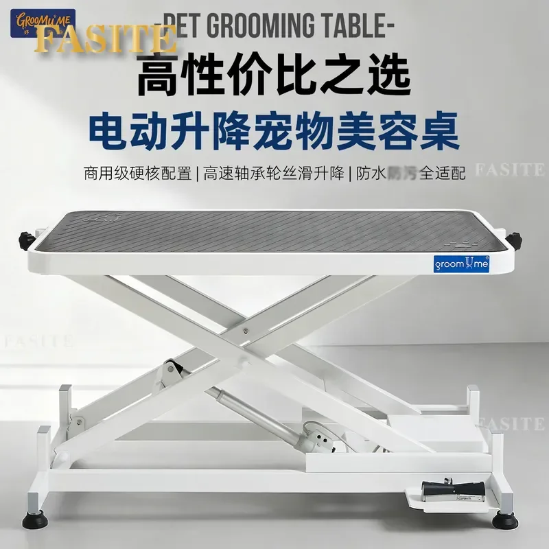 For Large Pets Ultra Low Hydraulic Electric Lift Grooming Table Waterproof Beauty Station Adjustable Height Heavy Duty Non