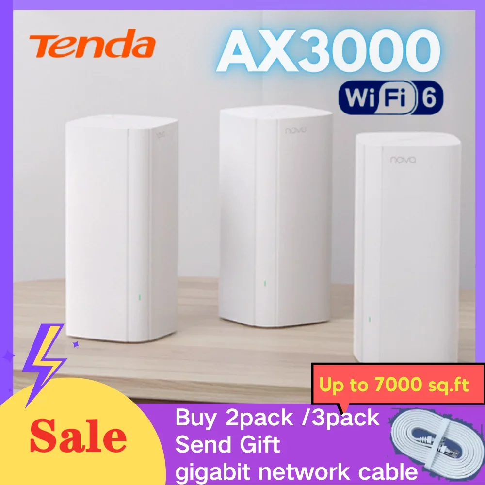 Tenda-enrutador inalámbrico AX3000, sistema de malla WiFi6 EX/MX12, malla de Wi-Fi6, enrutador WiFi de hasta 7000 pies cuadrados Extensor de rango