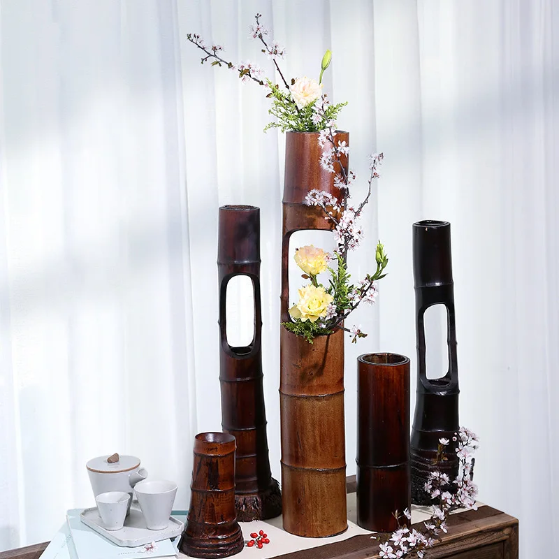 

Flower Vase High Quality Decorative Bamboo Vase Wooden Flower Vase Ikebana Flower Arrangement