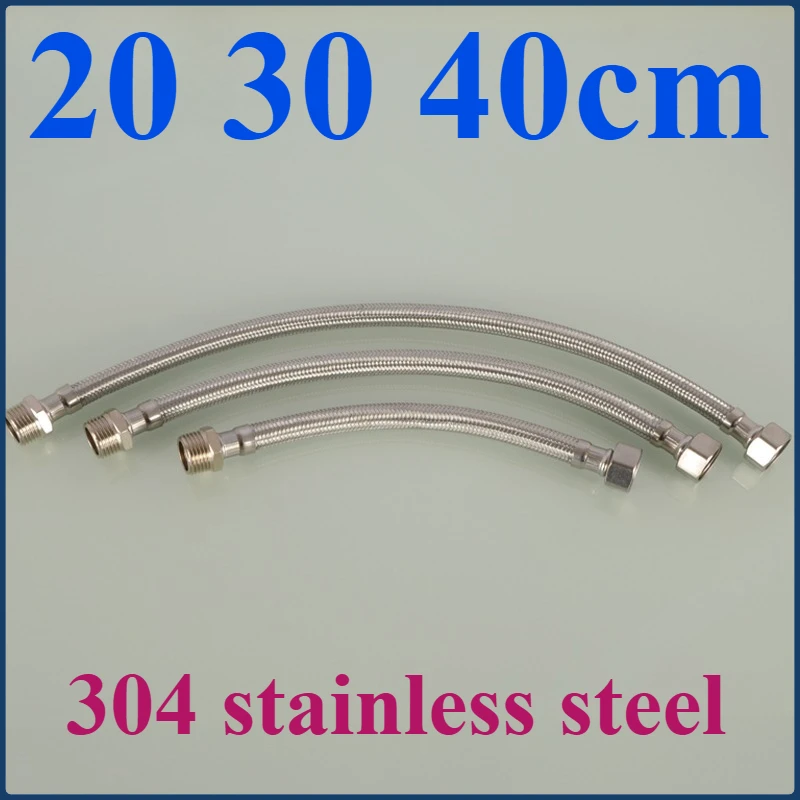 

4-Inch Inner And Outer Thread 304 Stainless Steel Braided Flexible Hose Water Heater Inlet Connection Pipe 20-40cm
