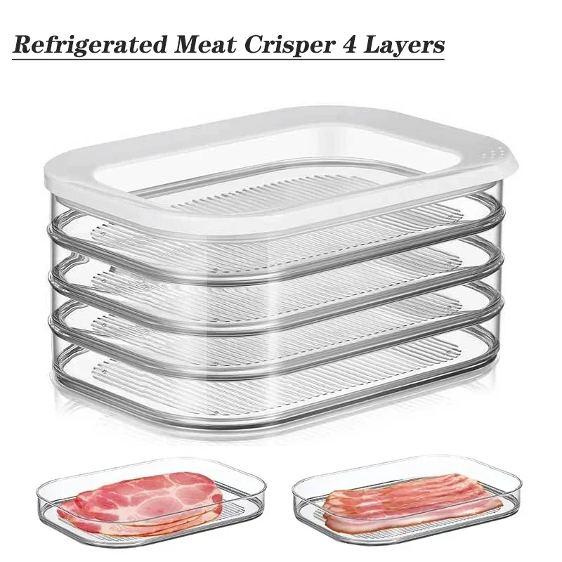 

Refrigerator Meat Crisper Food Grade Crisper Kitchen Food Refrigeration Transparent Plastic Storage Box Stackable Sealed Box