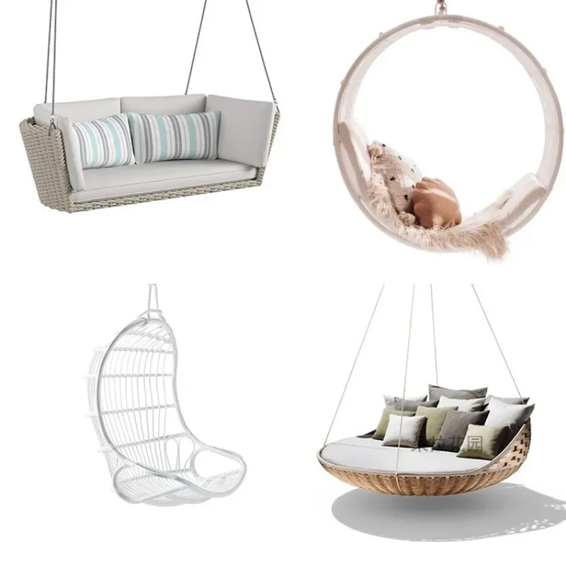 Outdoor-Seil-Rattan-Hängekorb, Schaukel, Freizeit, Internet, Promi-Balkon