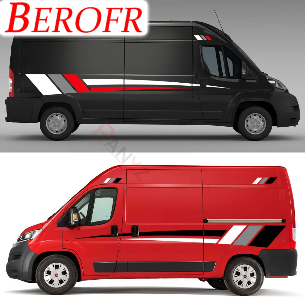 6Pcs/Lot Car Body Stickers Motorhome Stripes Graphics Decals For Peugeot Boxer Citroen Jumper Fiat Ducato Camper Van Accessories view 3