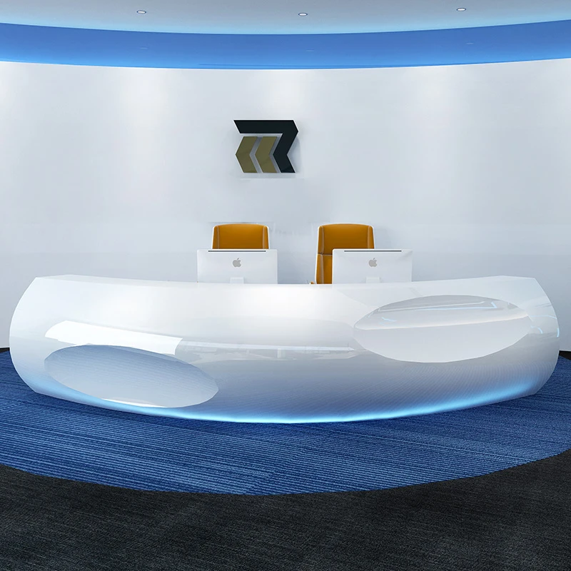 

Hotel Front Desk Reception Round Curved Counter bar Reception Desk Beauty Salon Reception Table Commercial Office Furniture