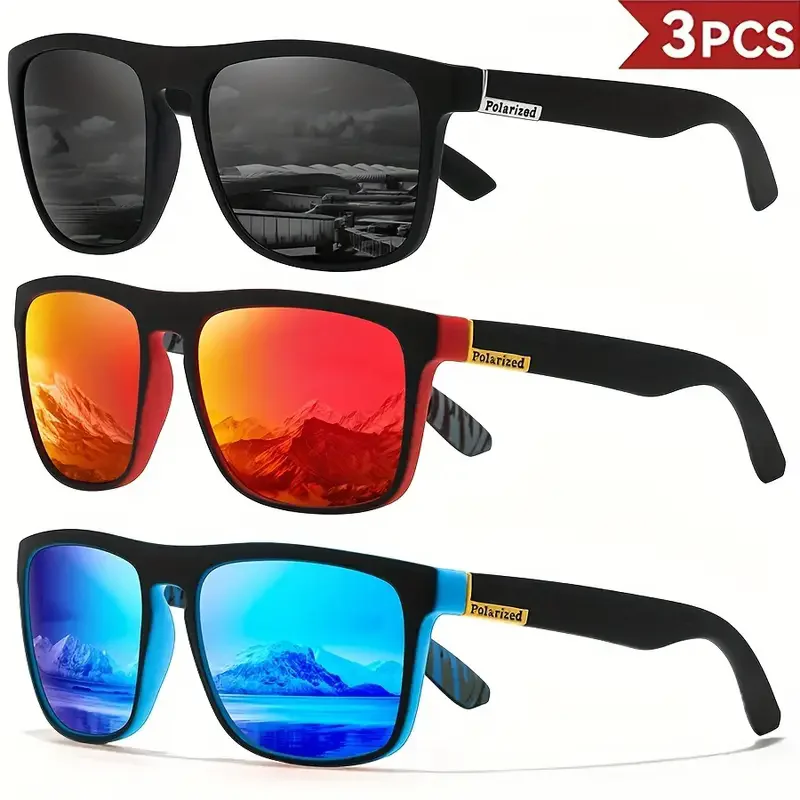 3PCS Neue Mode Guy Sonnenbrille Polarisierte Sonnenbrille Männer Klassische Design Spiegel Platz Damen Sonnenbrille Frauen