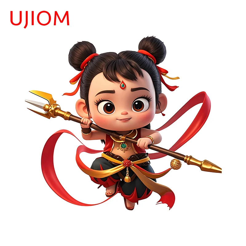 UJIOM Lovely Cartoon Nezha Wall Stickers Amusing Personality Air Conditioner Decals Scratch-Proof Wardrobe Wallpapers Decor