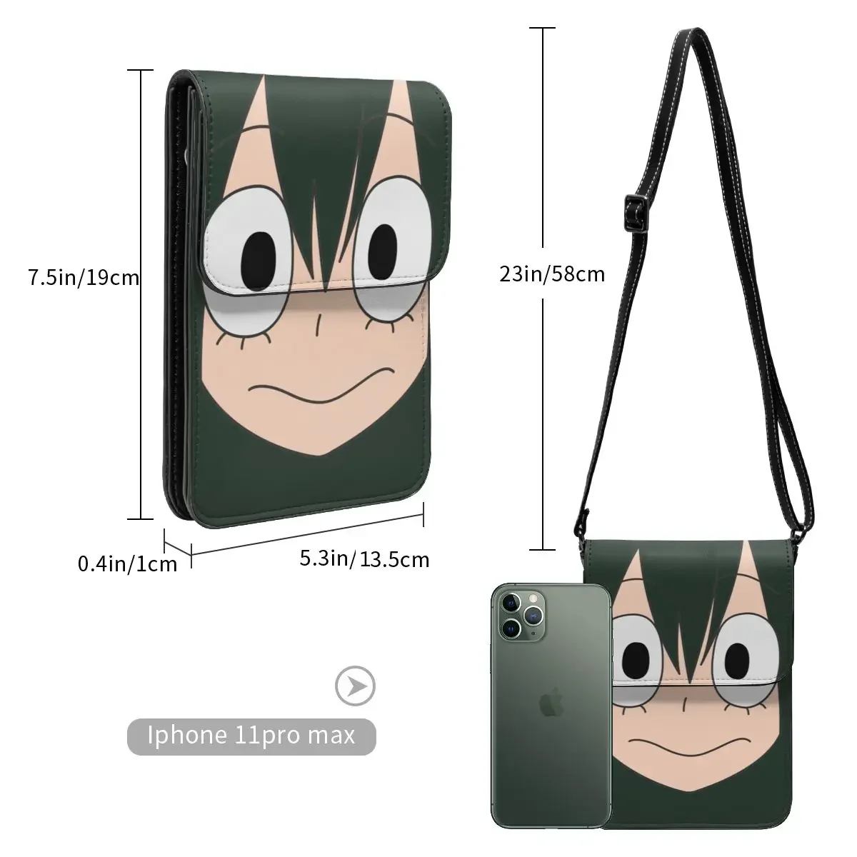 Tsuyu Asui Shoulder Bag My Hero Academia Funny Leather School Mobile Phone Bag Woman Fashion Bags