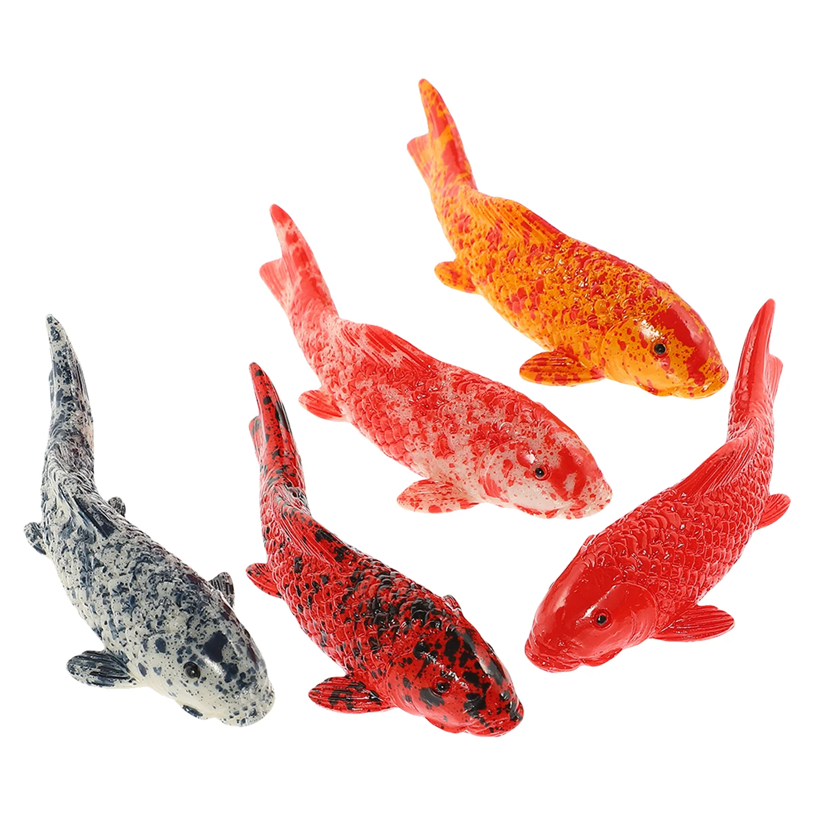 

5 Pcs Koi Decorations Decorative Fish Figure Compact Aquarium Toy Resin Fake Realistic Floating Household