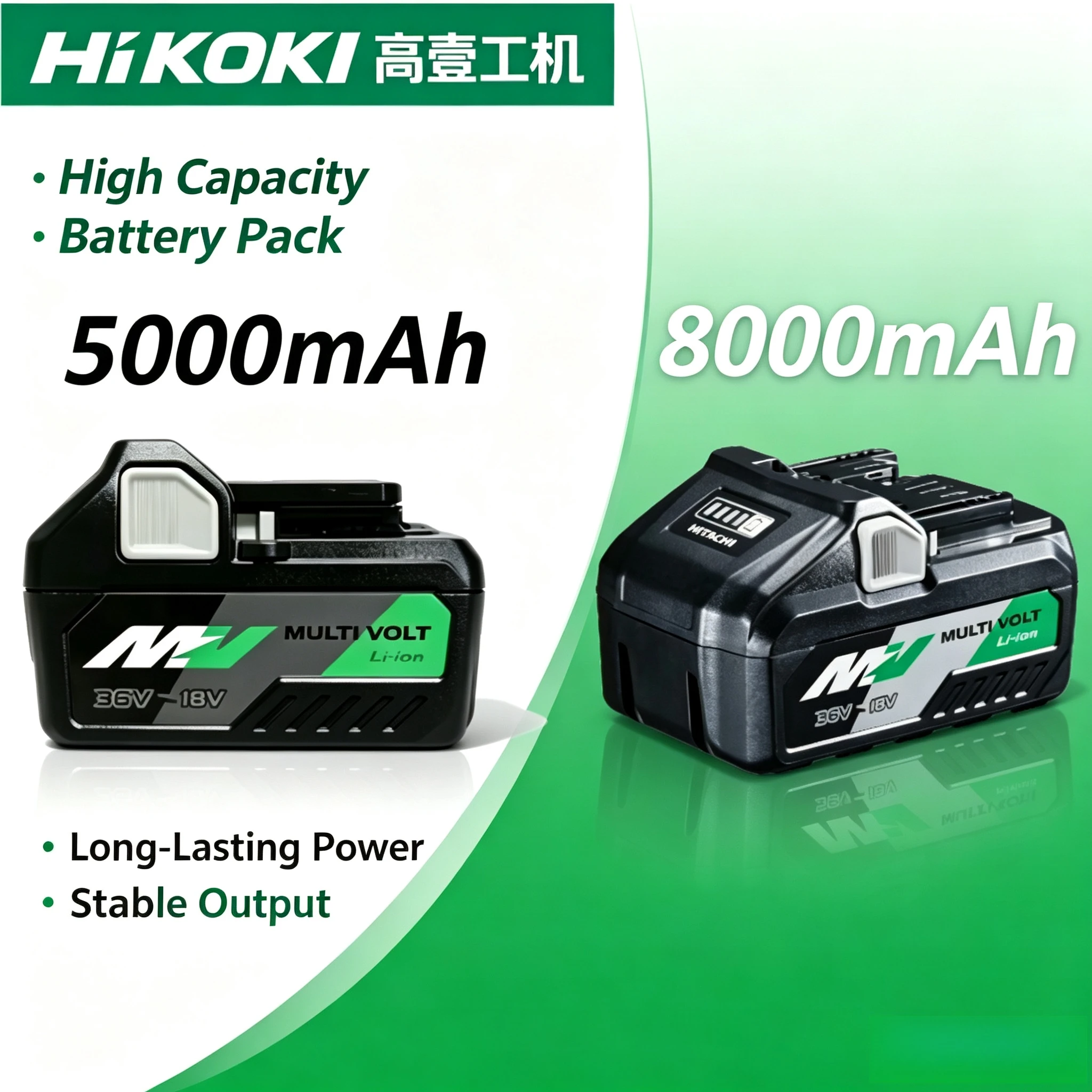 TopGrade HiKOKI 5.0Ah/8.0A MultiVolt li ion battery,stable voltage output without power attenuation,fits Hitachi brushless drill