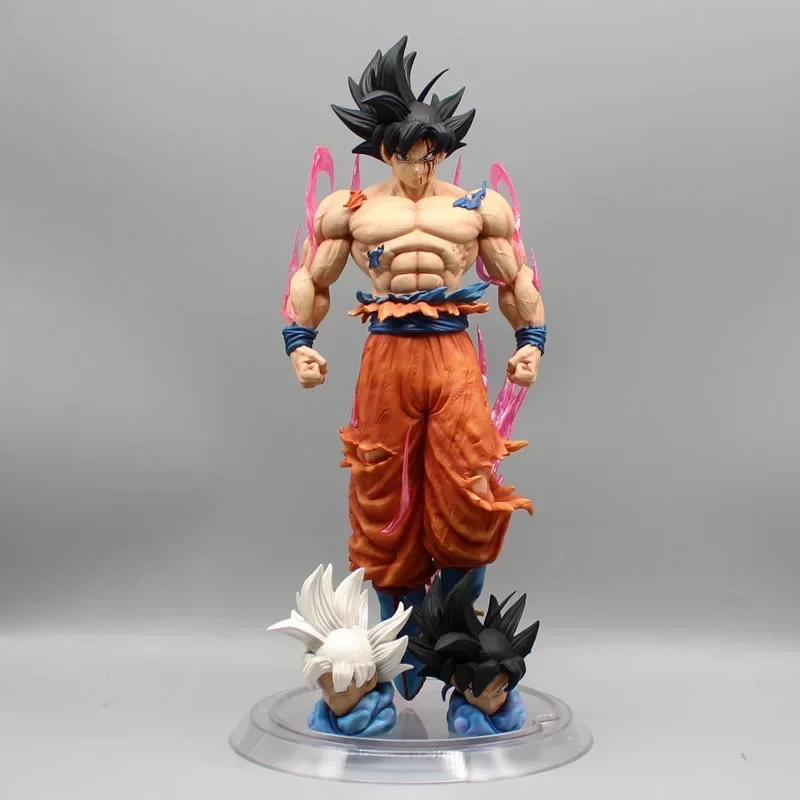 Dragon Ball Anime Figures Ultra Instinct Son Goku Action Figure Vegeta Figurine 3 Heads Replaceable Pvc Statue Model Toys Gifts