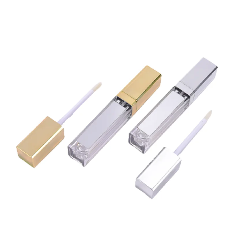 7ML Lipgloss Behälter Gold Silber Lip Glasur Flasche Make-Up Organizer Hohe-ende Lip Gloss Rohre mit Led Licht und Spiegel 5 stücke