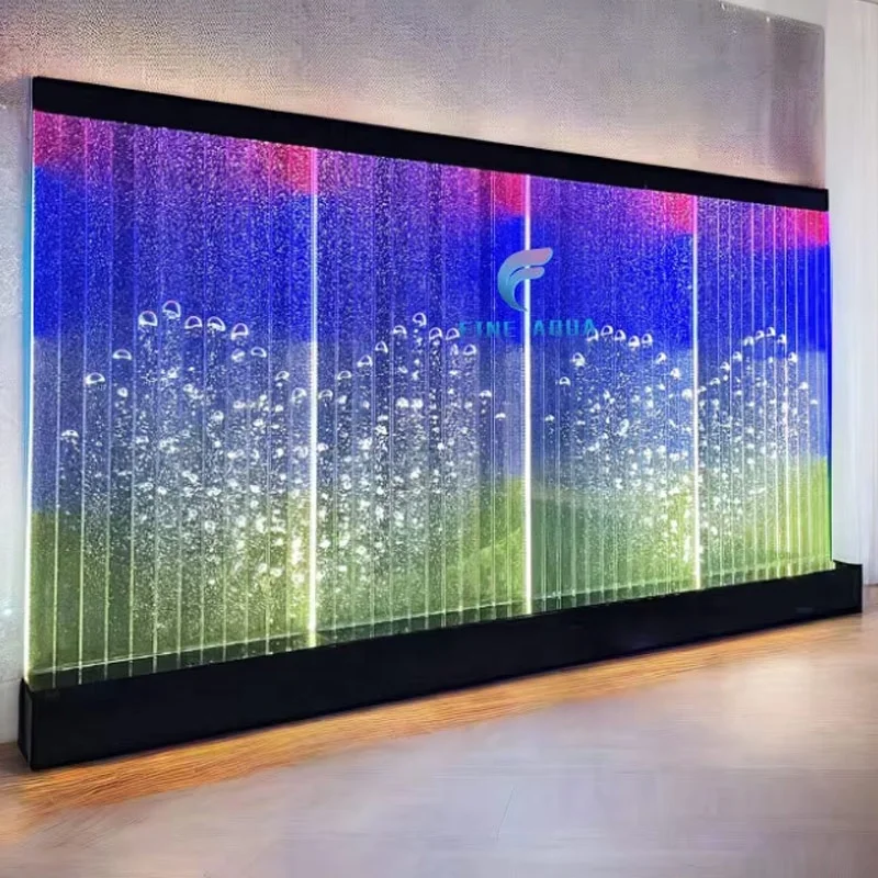 custom.Indoor or Restaurant Used Acrylic Waterfall Panel Digitally Controlled Jellyfish LED Light Bubble Wall Room Divider