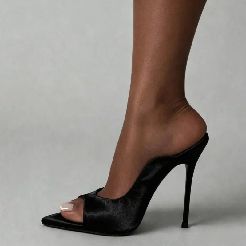 MKKHOU Fashion Pumps New High Quality Satin Fish Mouth Sandals Pointed Thin Heels 12cm High Heels Women's Heels Shoes Dress view 6
