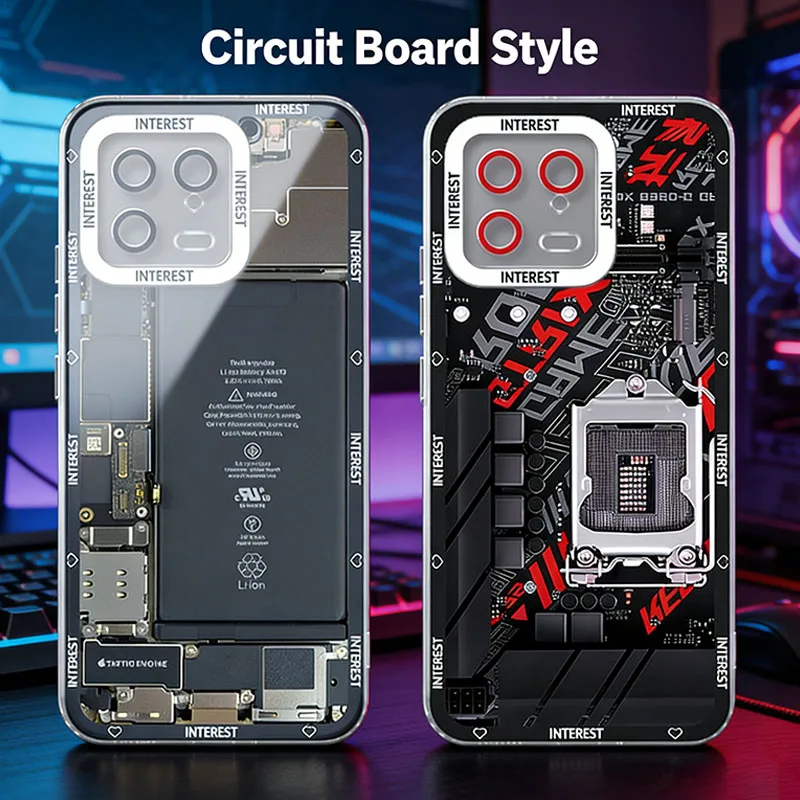 Luxury Circuit Lable Case For Samsung Galaxy S25 Edge S23 S22 S21 S24 Ultra Plus FE A56 A26 A36 5G A16 A06 4G A17 A07 Back Cover