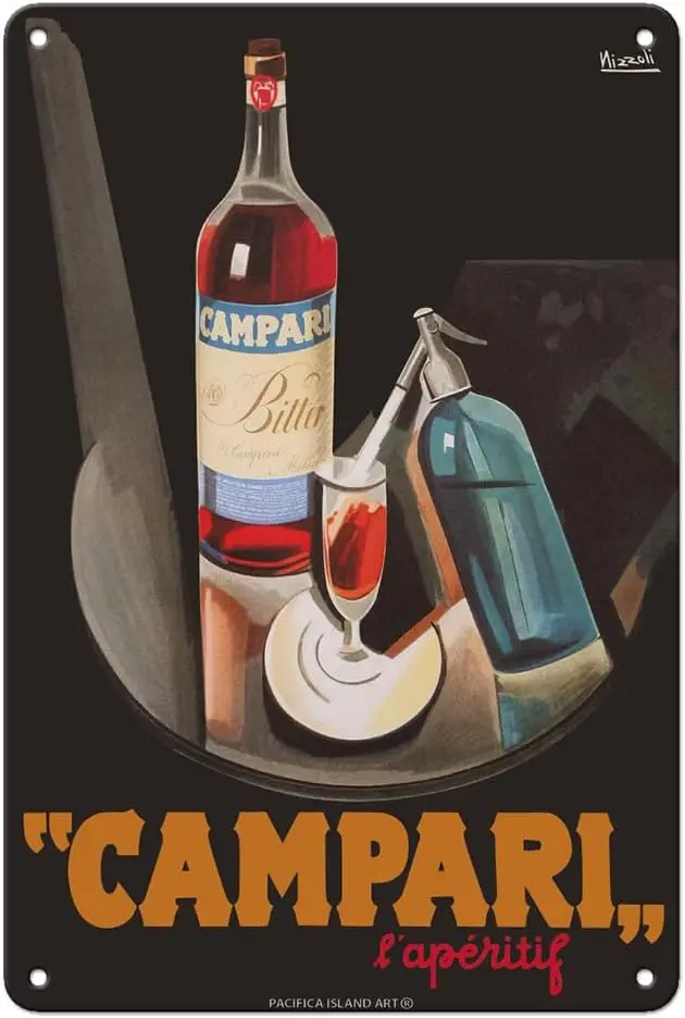 Pacifica Island Art Cordial Campari - French Liquor - Vintage Advertising Poster by Marcello Nizolli c.1926-8 x 12 inch Vintage