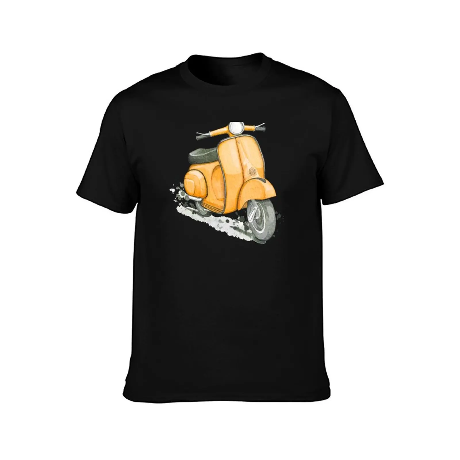 Yellow Classic scooter white background vintage style T-Shirt Christmas Casual Tee Shirt T-Shirt
