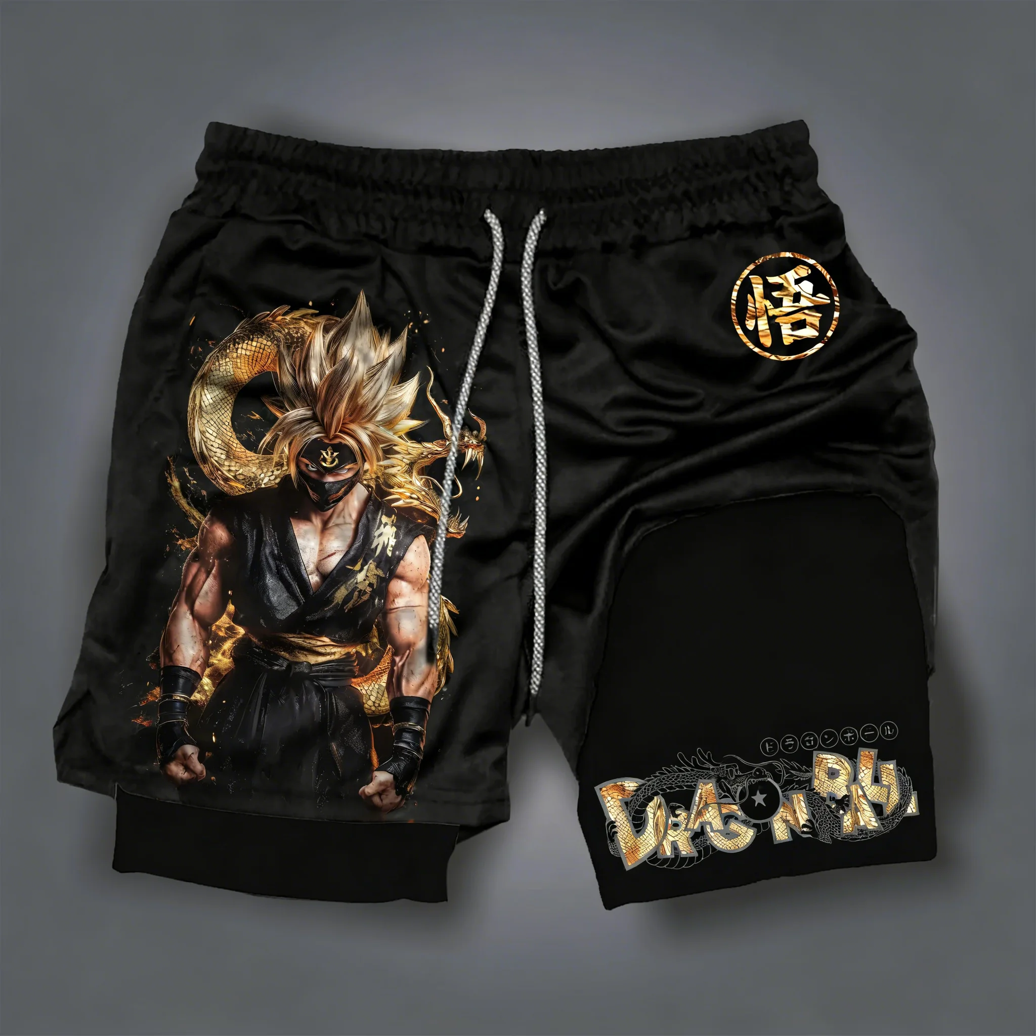 

Dragon Ball Anime Creative Printed Double Layer Shorts 2026 Men's Summer New Style Boxing Fitness Fast Drying Breathable Shorts