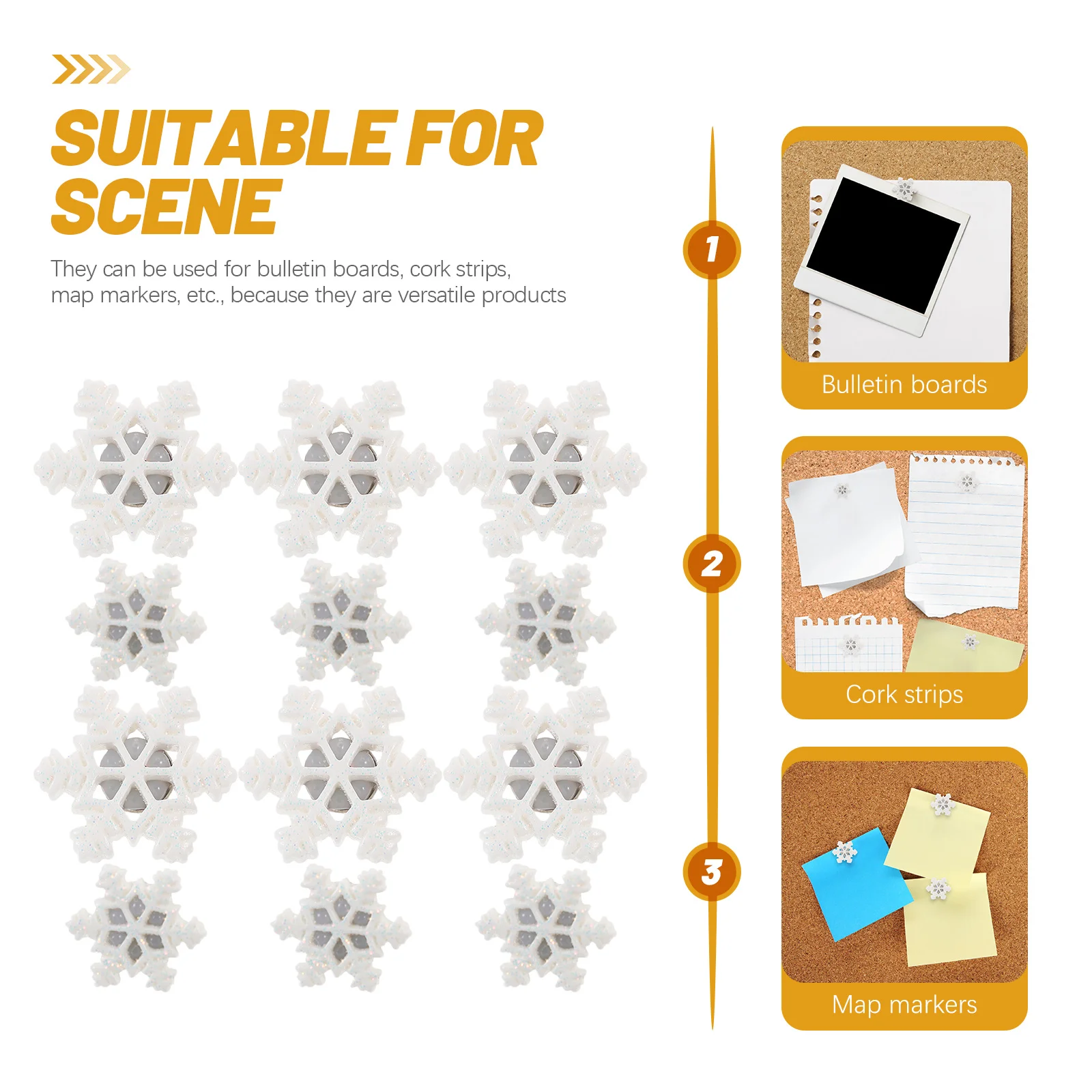 30Pcs Snowflake Thumbtacks Decorative Resin Push Pins Multi-Purpose Map Poster Drawing Pins Ideal for Office School Home