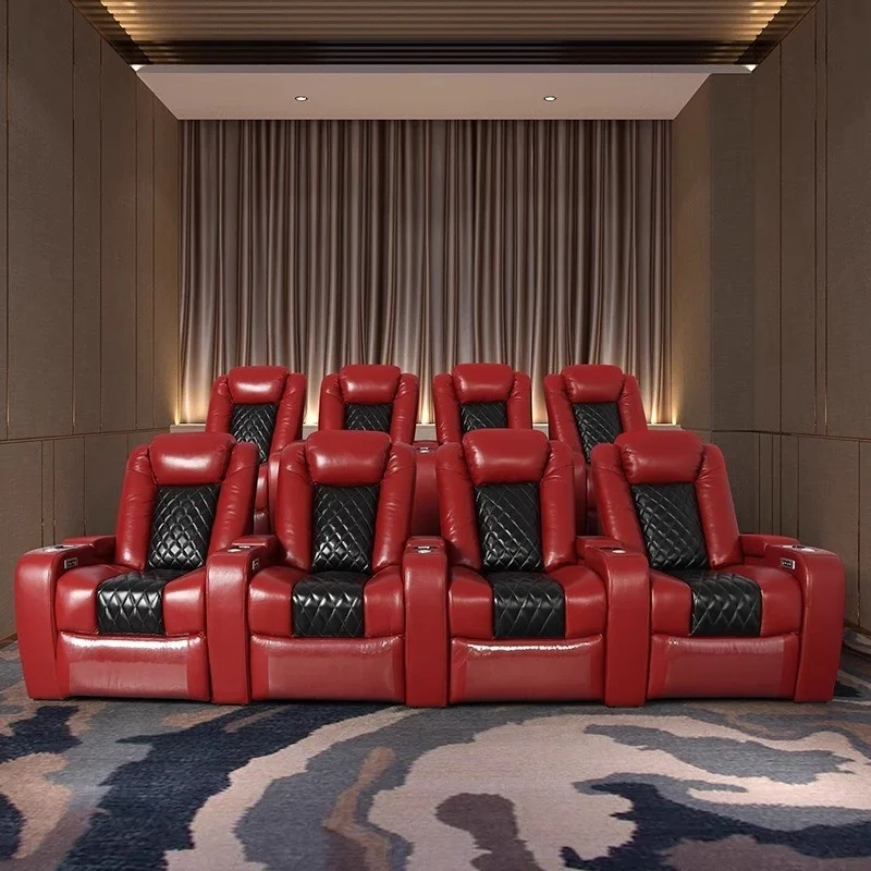 High-End Custom Smart Private Home Theater Recliner Genuine Leather Electric Top Cowhide Sofa Extendable