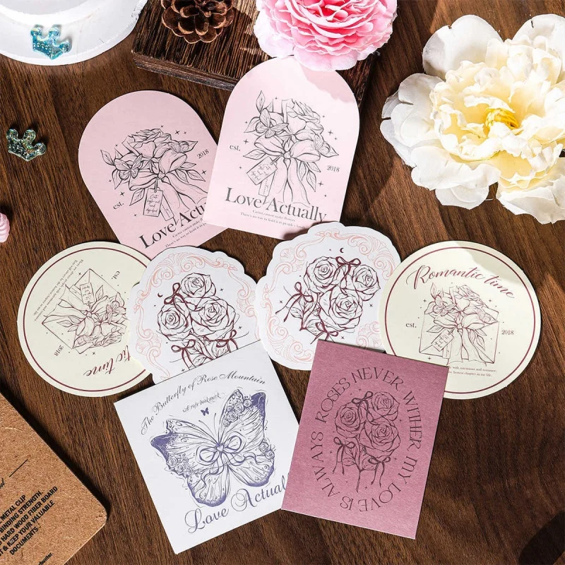 

120Pcs/Bag Artistic Greeting Cards, French Rose-Themed Hanging Cards, Floral Decorative Cards, Gift Cards, DIY