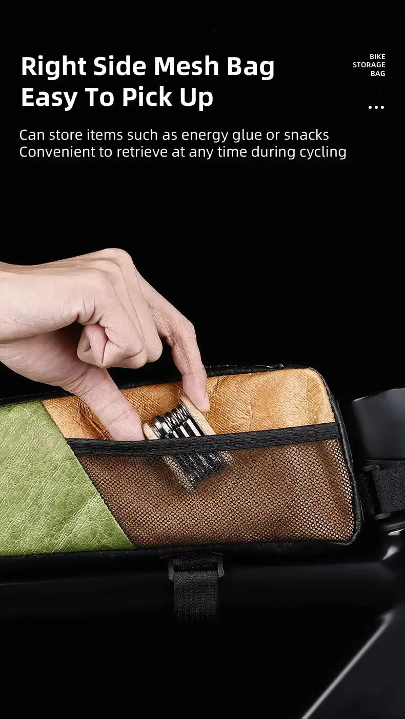 ESLNF Wasserdichte Fahrradtasche für Oberrohr, Beinfreundlich, Schlanker Stabiler Riemen, Passend für Mountainbikes und Rennräder, Leichtgewichtig, Langlebig – Detail 9