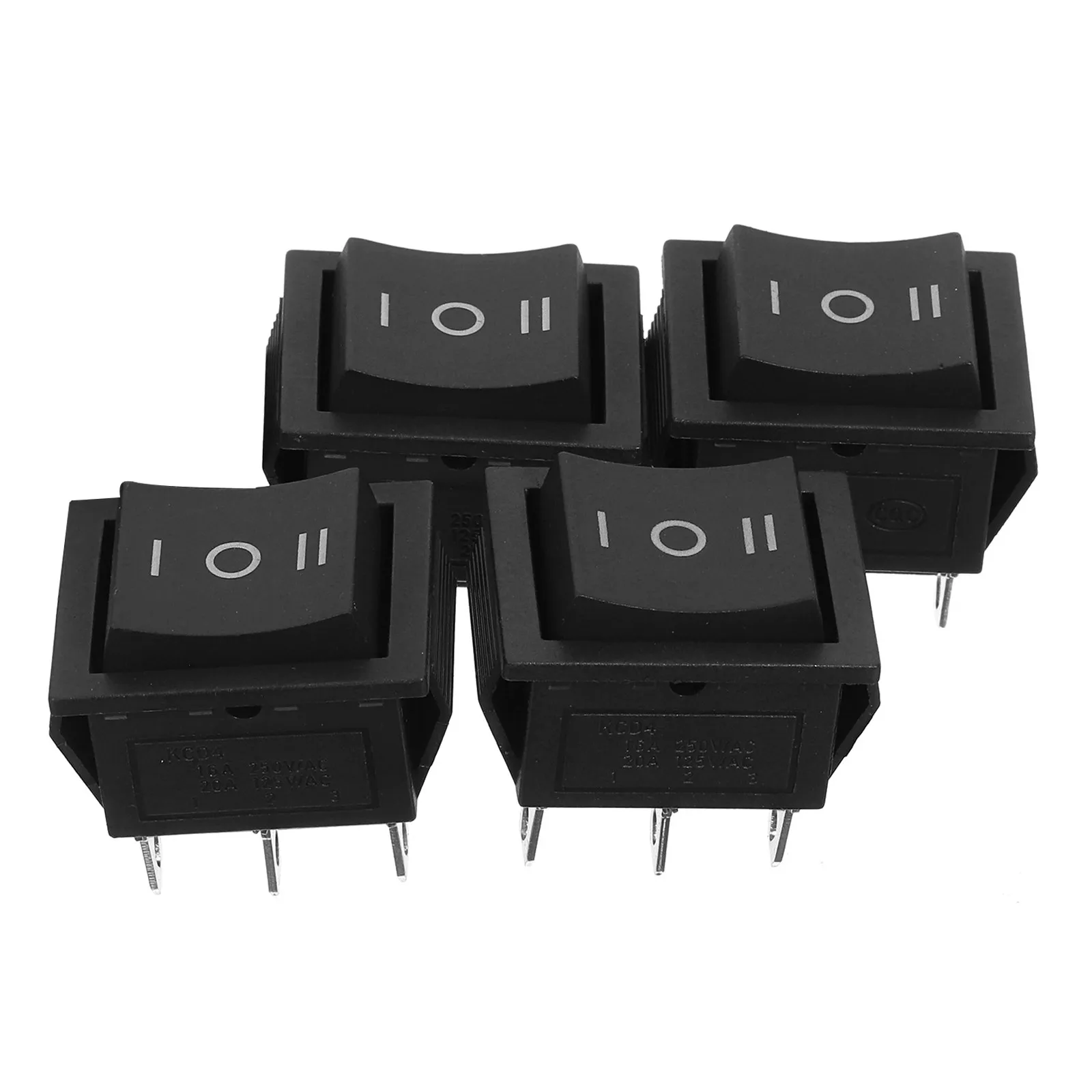 4Pcs Heavy Duty Boat Type Rocker Switch Generator Transfer Control Triple Button on Off on Toggle Switch for Garden Equipment